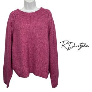 RD Style Cloth by RD Pink Chunky Knit Sweater Pullover Wool Blend - Size Large
